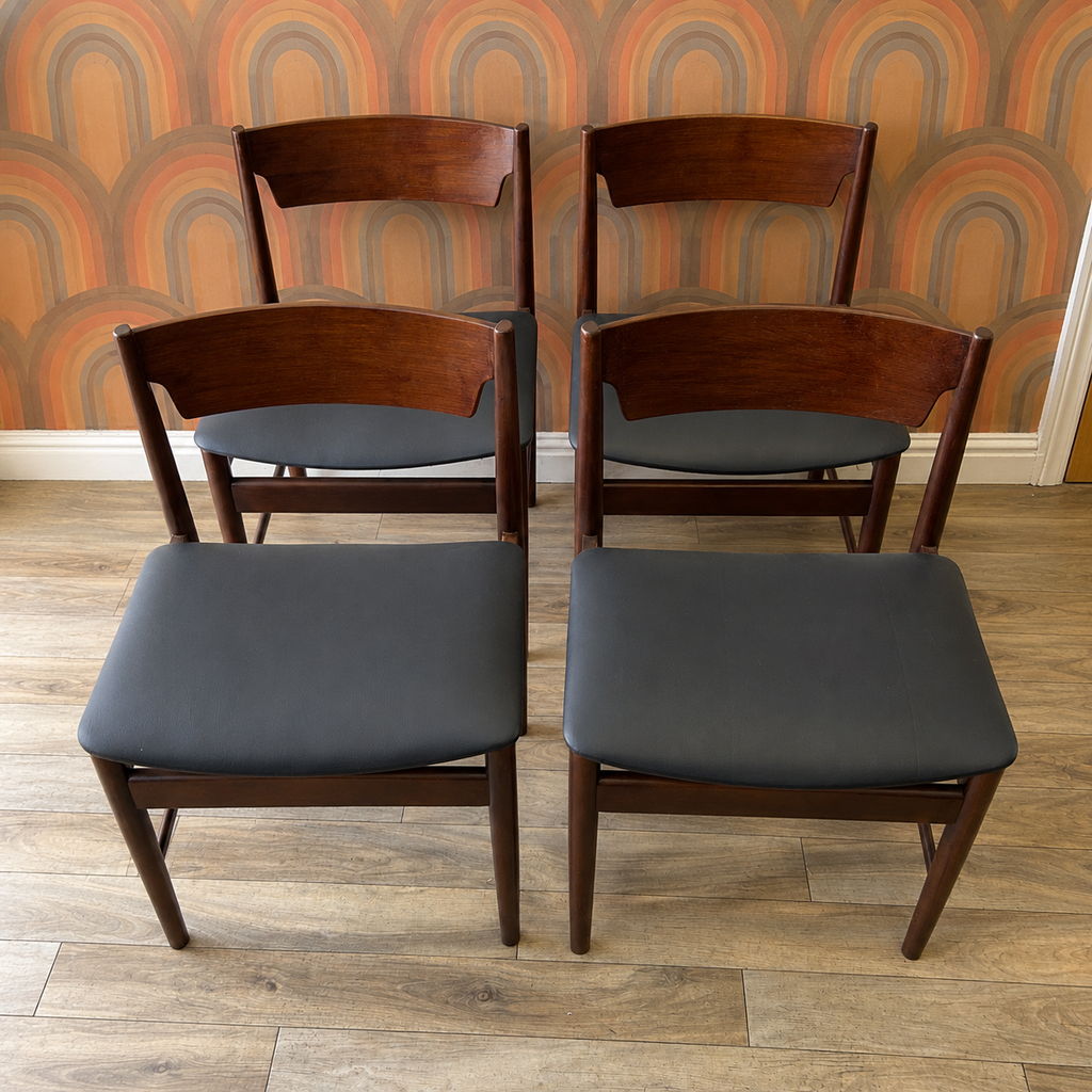 Set of Six GFM Polish Mid-Century Dining Chairs inc. Two Carvers