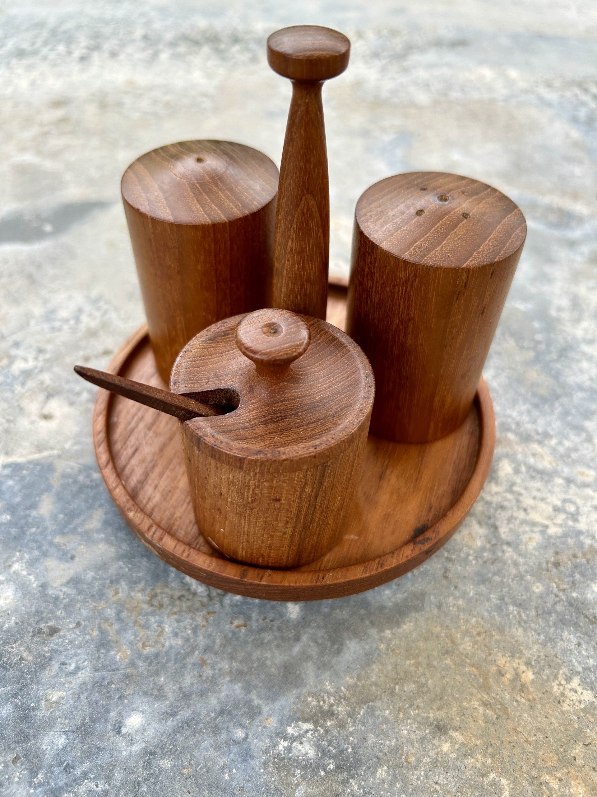 Mid Century Condiment Set by Ray Key Master Woodturner